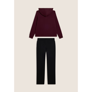 Tuta con cappuccio decorato da logo dorato a contrasto