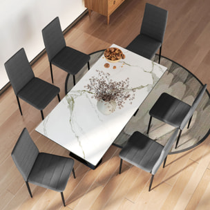 Pack de 6 Sillas de Comedor Modernas, Sillas de Cocina Tapizadas en Lino Sintético con Respaldo Alto y Patas de Metal, para Salón, Gris
