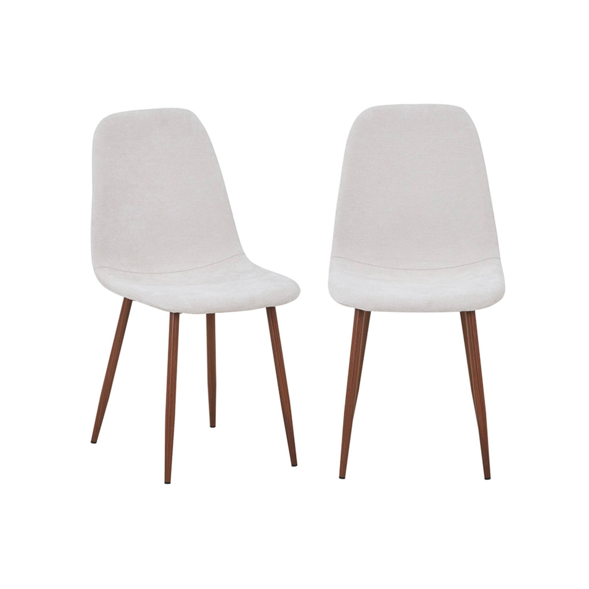 Chaise décor bois teinte noyer et tissu (lot de 2) VERA