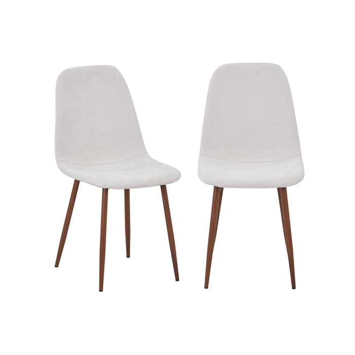 Chaise décor bois teinte noyer et tissu (lot de 2) VERA