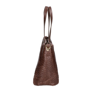Borsa a spalla da donna - Modello Lorella - Vera pelle croco - 37.0 x 23.0 x 10.0 cm
