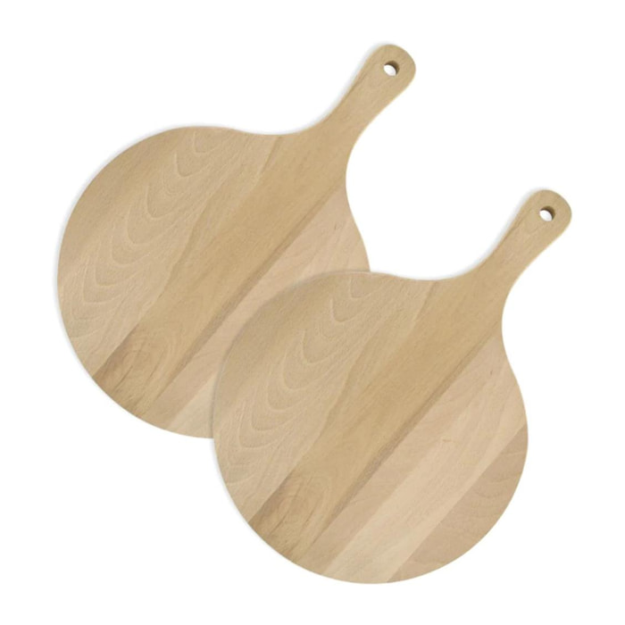 Lot de 2 planches à pizza et tarte flambée en bois Fackelmann Pizzas Lovers