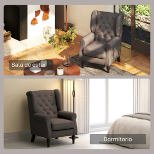 Sillón Orejero Moderno, Butaca de Salón con Reposabrazos y Patas de Madera, Sofá Individual Carga 160 kg para Oficina, Sala de Estar y Dormitorio, Marrón