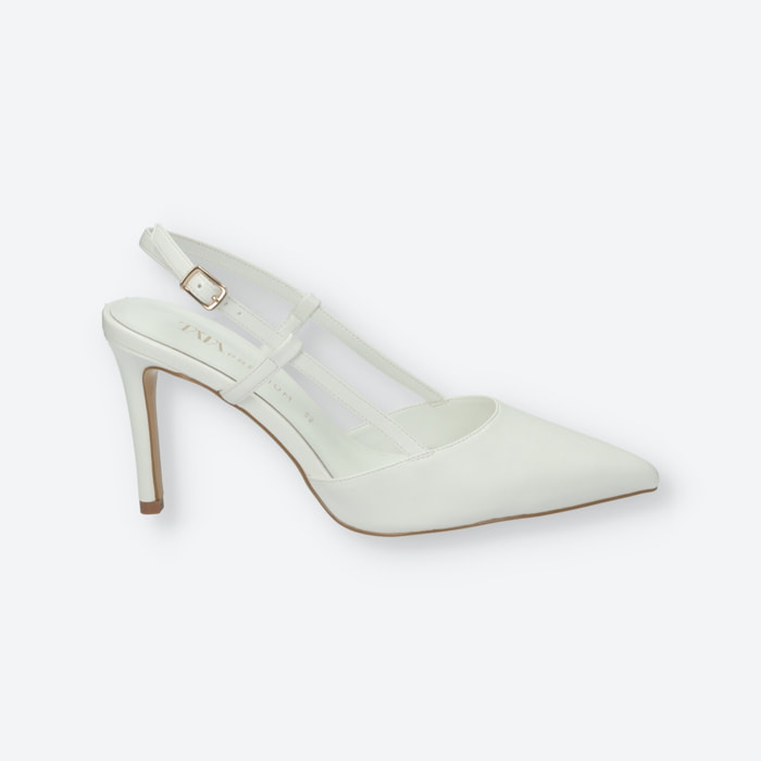 Décolleté sling back Donna Tata Italia Bianco
