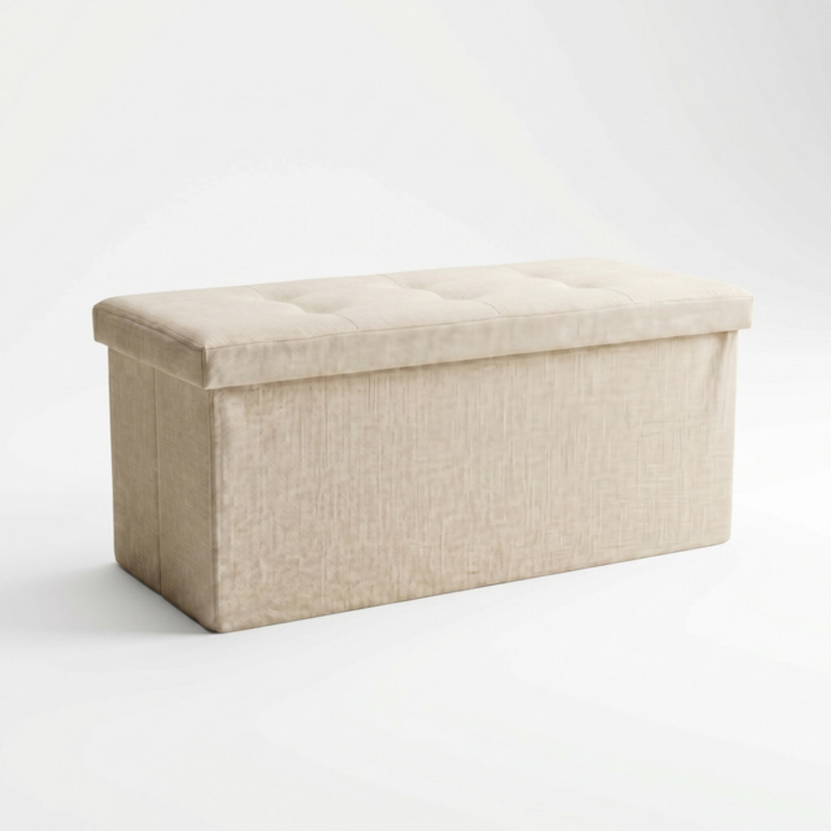Pouf contenitore imbottito in tessuto con seduta lunga, panca multifunzione con spazio interno, ideale come poggiapiedi, seduta o contenitore, pratico e versatile per soggiorno, camera o ingresso, facile da pulire, dimensioni 76x34x34 cm