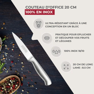 Ensemble de 2 Couteaux d'office en inox 20 cm en tout Nirosta Star