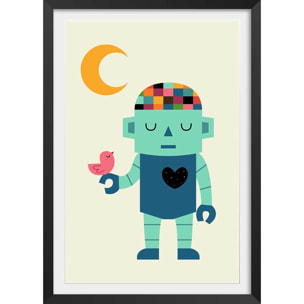 Affiche  coeur de robot Affiche + cadre en bois - Noir