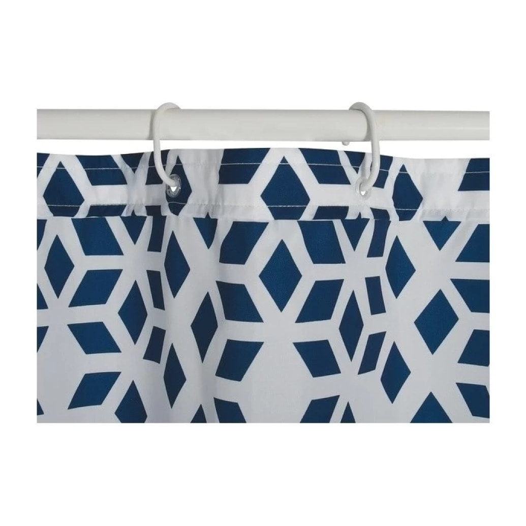 Rideau de douche Polyester NADOR 180x200cm QUALITE PREMIUM Bleu & Blanc - Anneaux inclus MSV