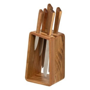 Bloc de 5 couteaux Acacia