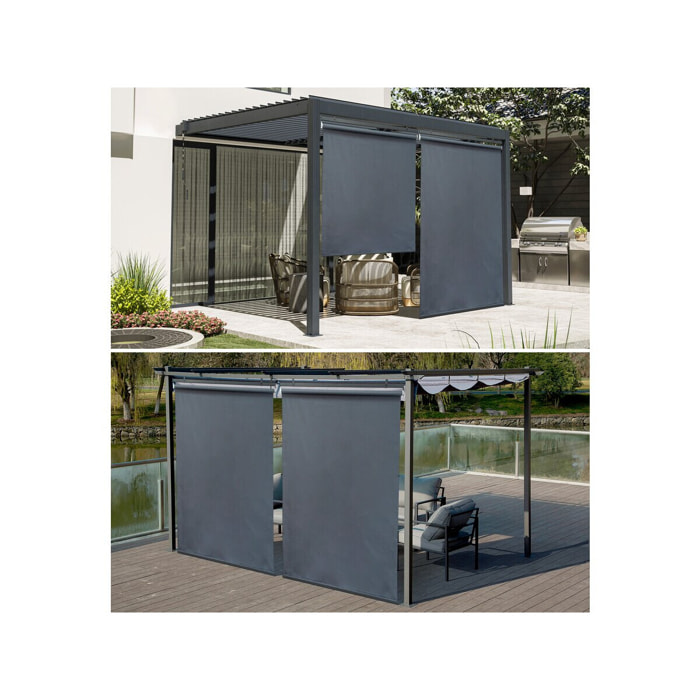 Lot de 2 stores rétractables pergola - 124 x 225 cm - Gris anthracite
