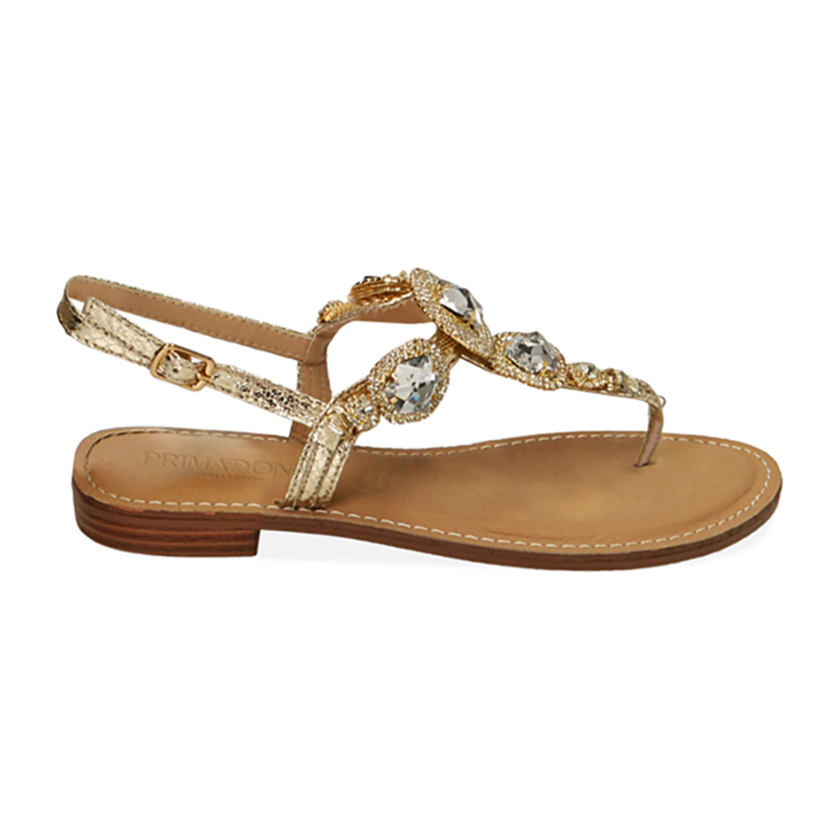 Sandalias planas con estampado de víbora dorada
