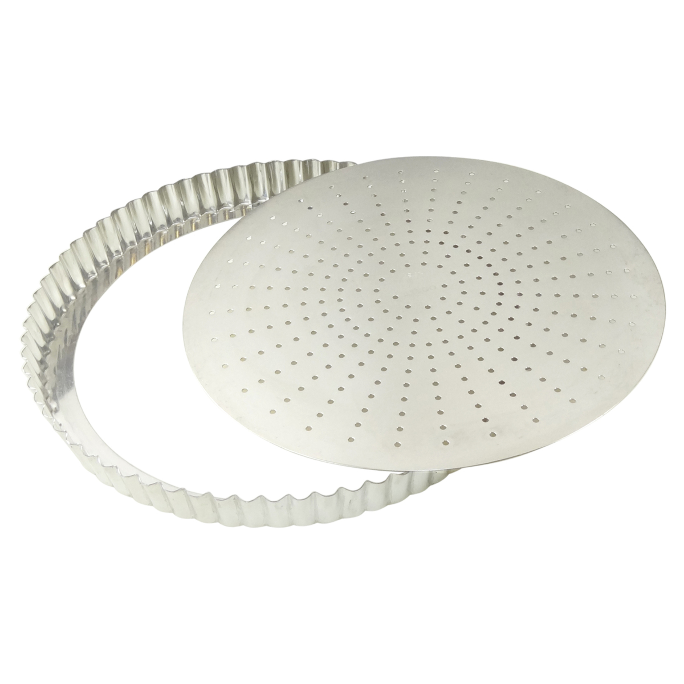 Tourtière cannelée perforée - fer blanc - fond mobile - Ø240 mm h28 mm