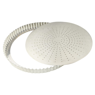 Tourtière cannelée perforée - fer blanc - fond mobile - Ø240 mm h28 mm