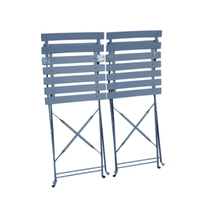 Lot de 2 chaises de jardin bistrot pliables en acier thermolaqué. 49.5 x 41 x 80.5cm