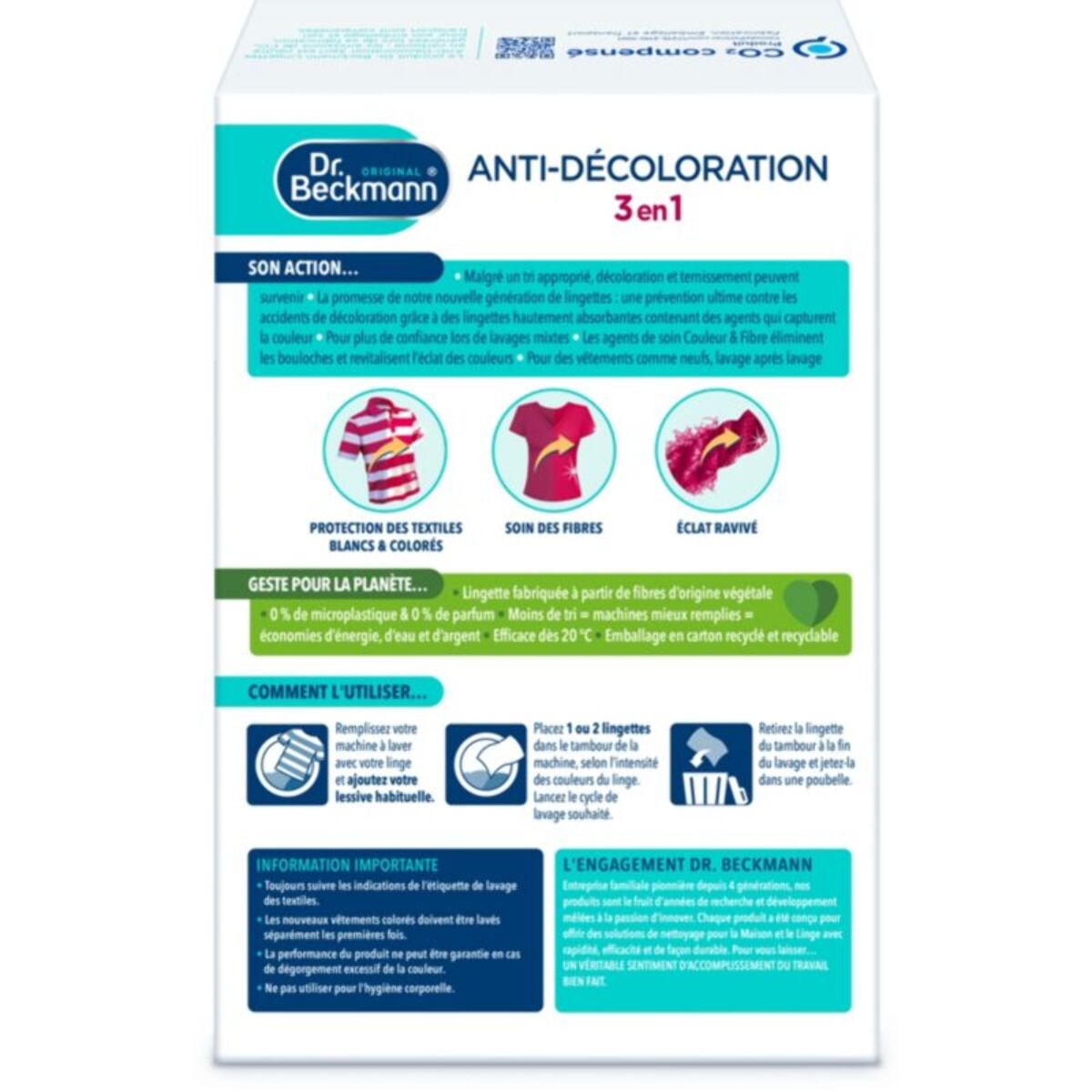 Lingettes DR BECKMANN Anti-décoloration 3en1 x50