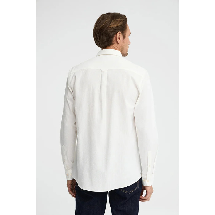 Camisa blanca con efecto arrugado de corte regular con logo Rigby Go