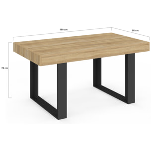 Table à manger Brixton bois et noir 160cm
