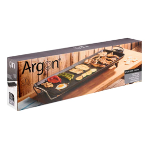 Plancha eléctrica 2 en 1 con placa antiadherente y termostato regulable. 1500W de potencia. 66x28 cm