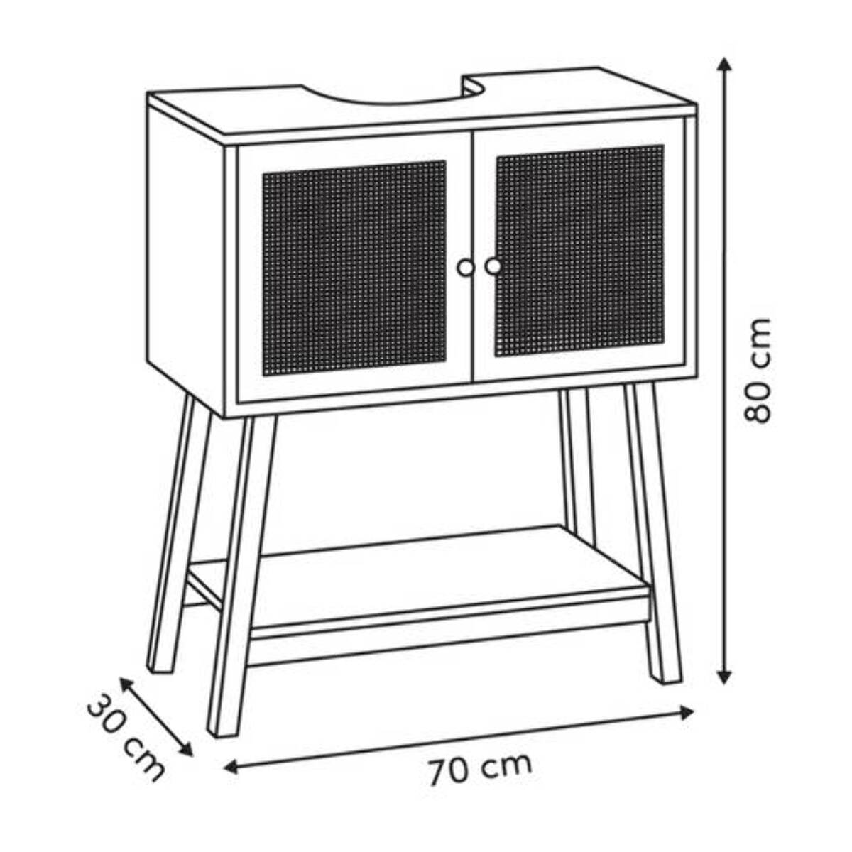 Meuble sous-lavabo Cane marron