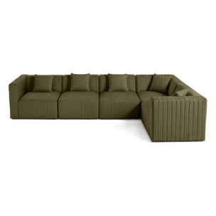 Nova - canapé modulable d'angle réversible - 6 places - en velours - Vert