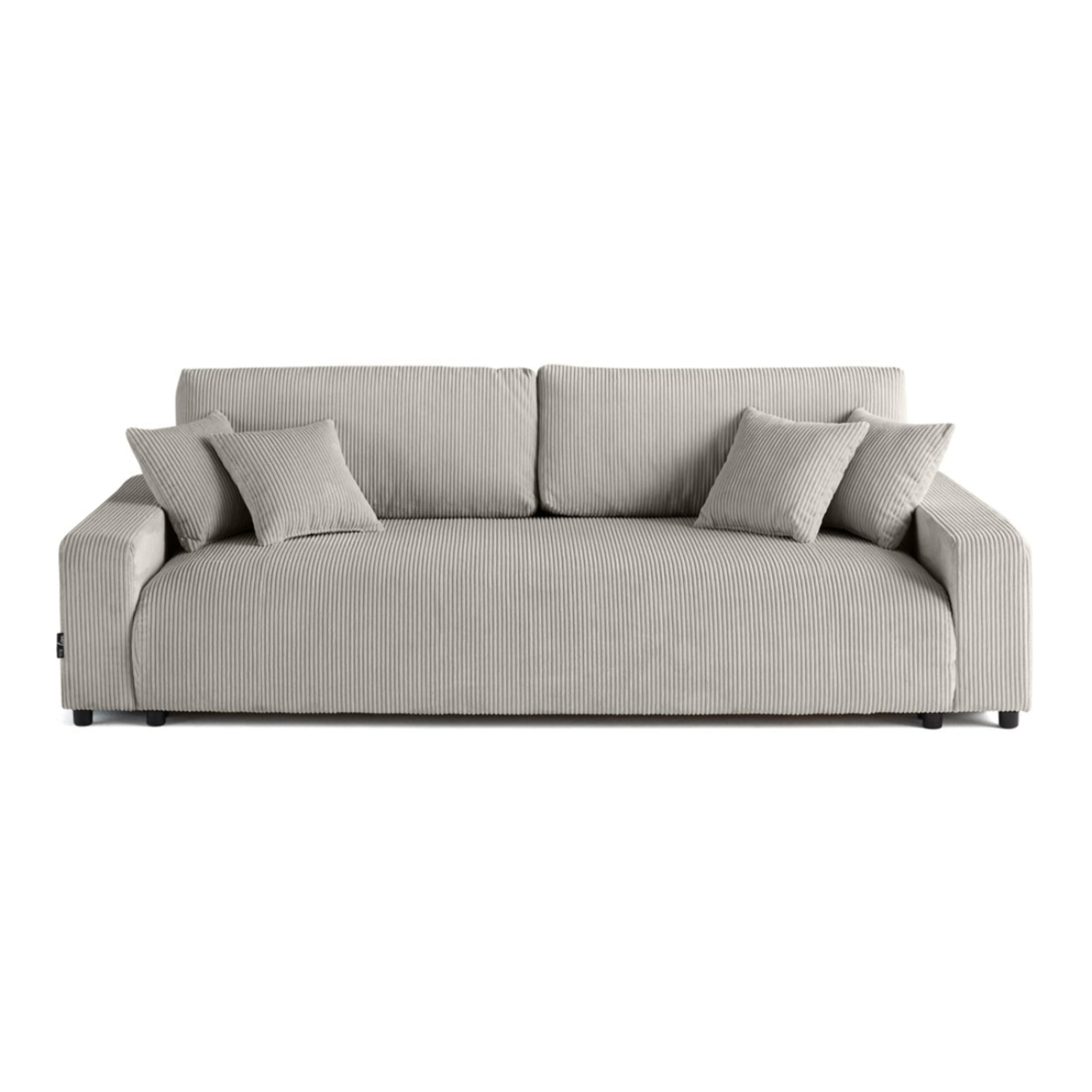 Pivoine - canapé droit 3 places - convertible avec coffre - en velours côtelé - Gris clair