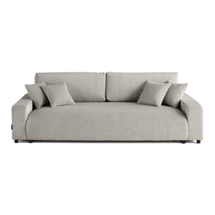 Pivoine - canapé droit 3 places - convertible avec coffre - en velours côtelé - Gris clair