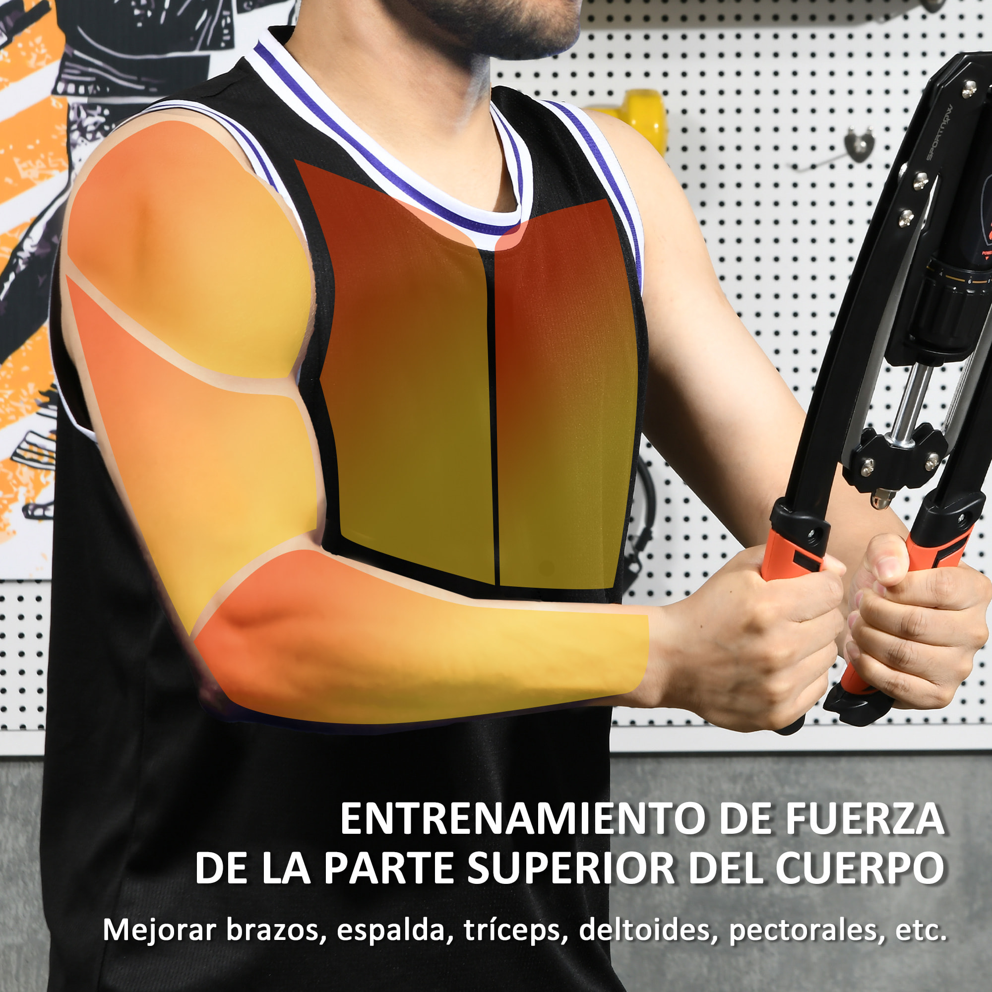 Extensor de Pecho Músculo Extensor Ajustable Ejercitador Tensores Musculación con Resistencia Ajustable 10-200 kg para Entrenamiento en Casa Oficina Viaje Negro