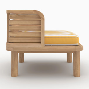 Fauteuil de jardin en teck massif et coussin rayé jaune - Kilda