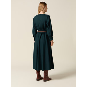 Oltre - Vestito flare con cintura - Verde