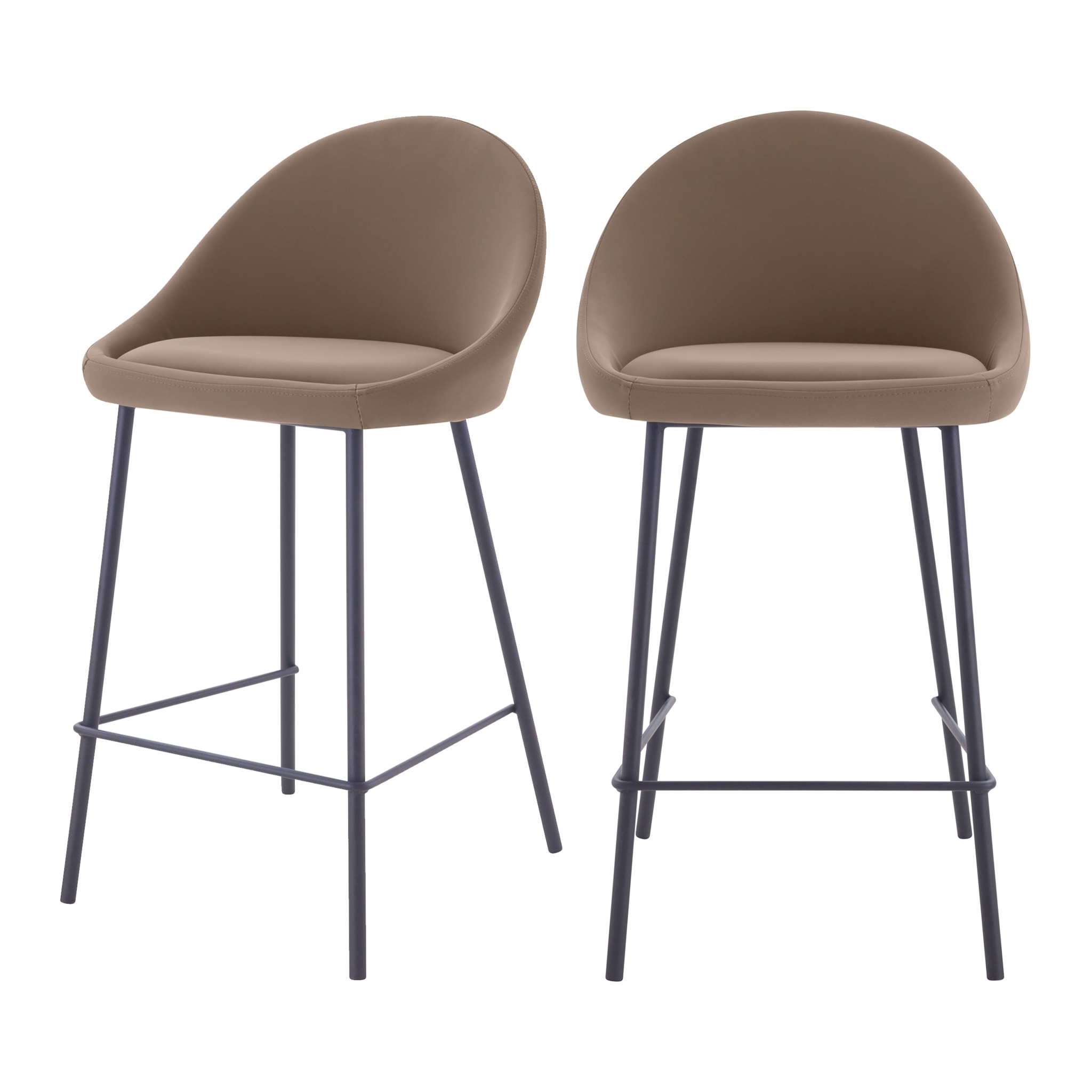 Lot de 2 chaises pour îlot central 65 cm en cuir synthétique marron - Misty