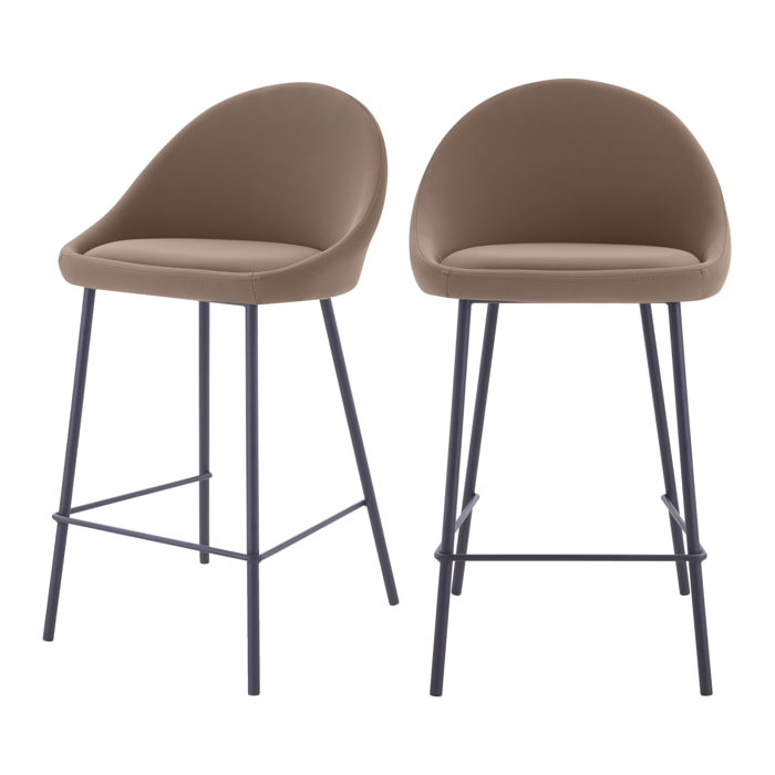 Lot de 2 chaises pour îlot central 65 cm en cuir synthétique marron - Misty