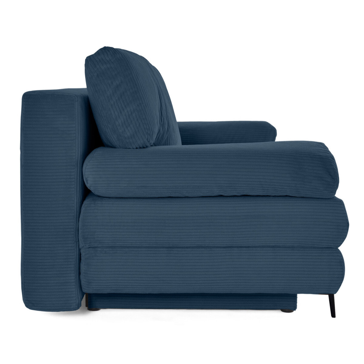 Elton - canapé 3 places convertible avec coffre en velours côtelé - Bleu