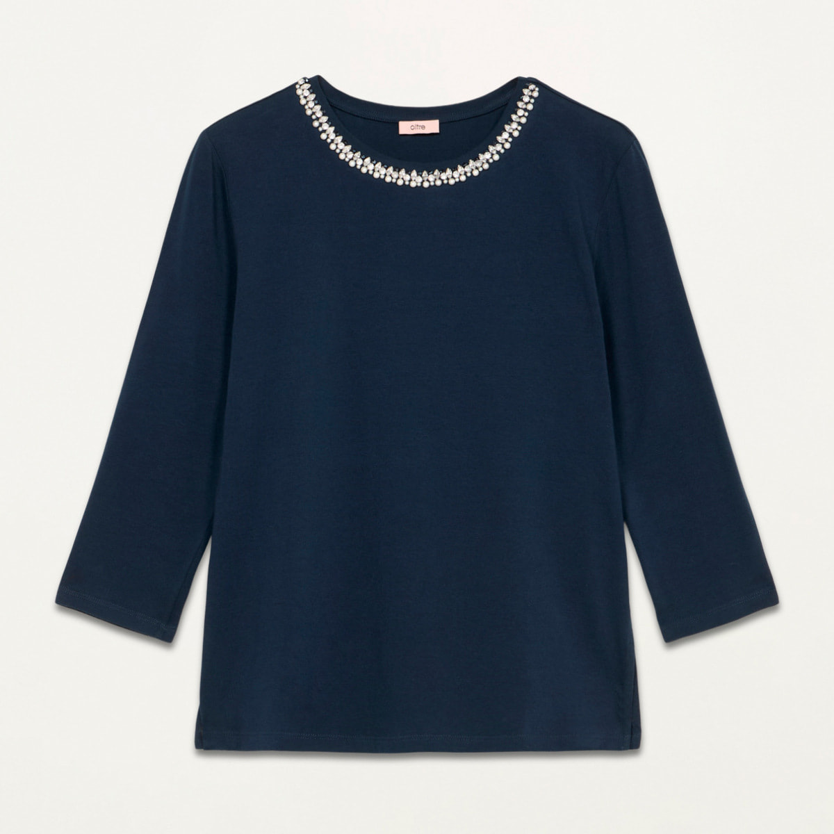 Oltre - Camiseta de manga larga con bordado joya - Azul