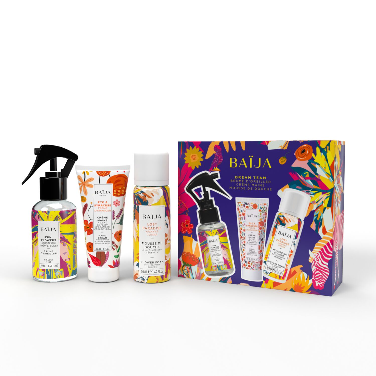 Lost Paradise - Fun Flowers - Été à Syracuse - Coffret Mousse De Douche 50 ml + Brume D'Oreiller 50 ml + Crème Mains 30 ml