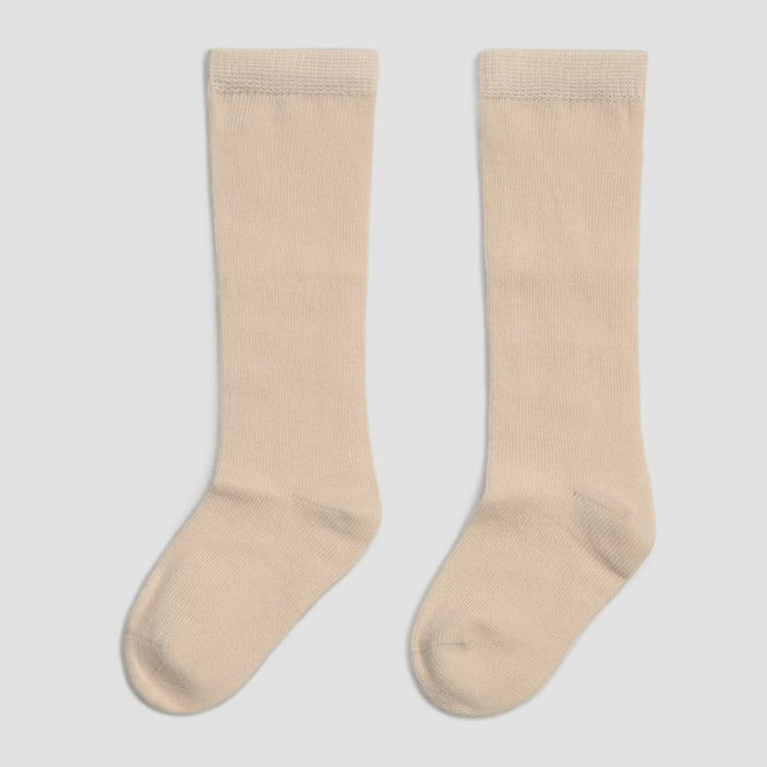 Calzini lunghi beige basico per neonato