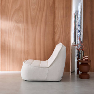 Chauffeuse bouclette texturée 1 place blanc cassé L 93 x P 104 x H 85cm - Boni