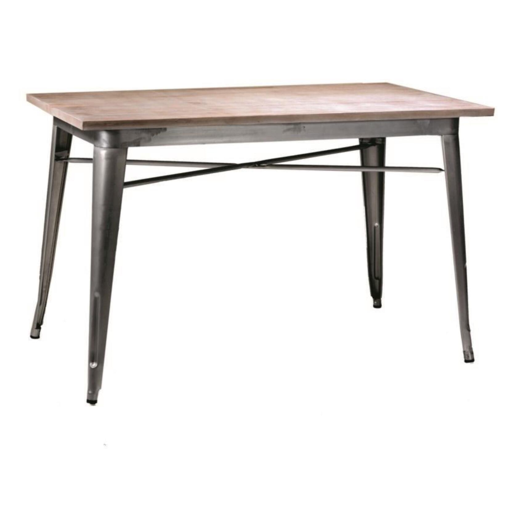 Tavolo in ferro Bristol top in legno galvanizzato cm160x80h76