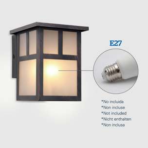 Osaka (3 unidades) Aplique de Pared Exterior Rústico de Estilo Japonés. Bombilla E27. Lámpara Jardín IP23 Marrón Óxido