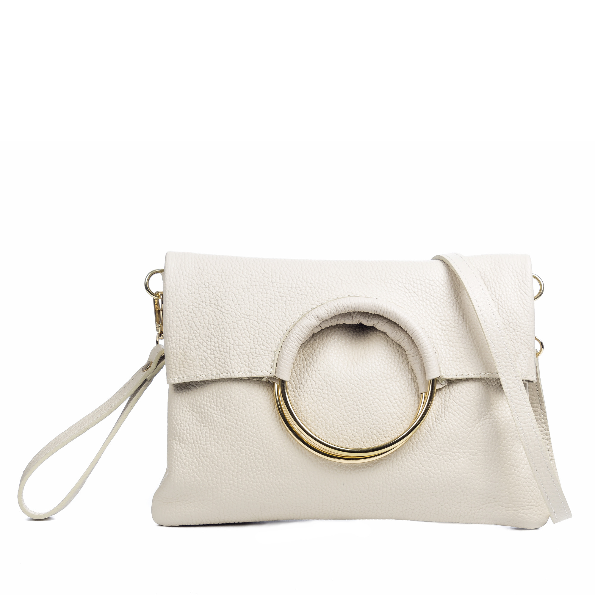 FIRENZE ARTEGIANI Borsa a Spalla da Donna Corinna. Vera Pelle Dollaro Made in Italy 29x5x20 Cm. Beige