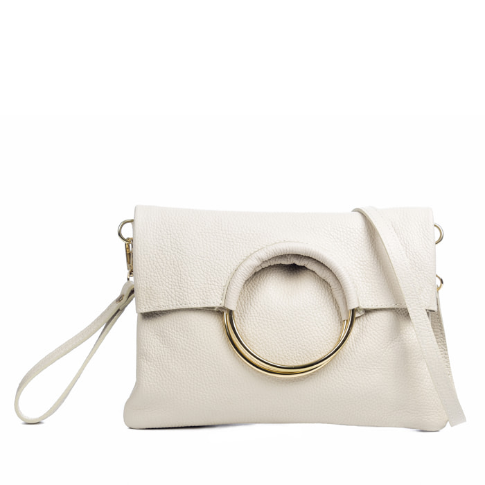 FIRENZE ARTEGIANI Borsa a Spalla da Donna Corinna. Vera Pelle Dollaro Made in Italy 29x5x20 Cm. Beige