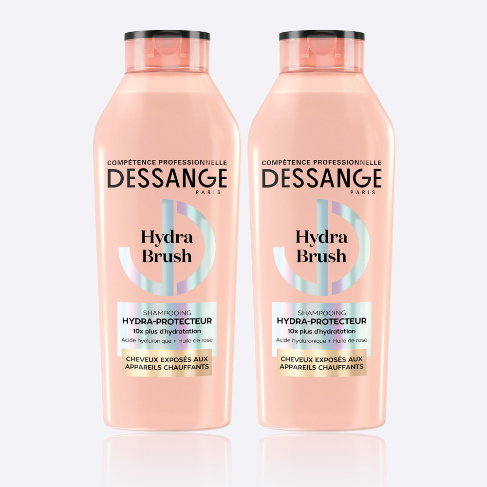 Dessange Hydra-Brush Shampooing Hydra-Protecteur pour Cheveux Exposés aux Appareils Chauffants 280ml Lot de 2