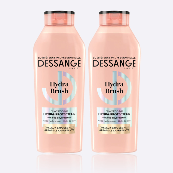 Dessange Hydra-Brush Shampooing Hydra-Protecteur pour Cheveux Exposés aux Appareils Chauffants 280ml Lot de 2