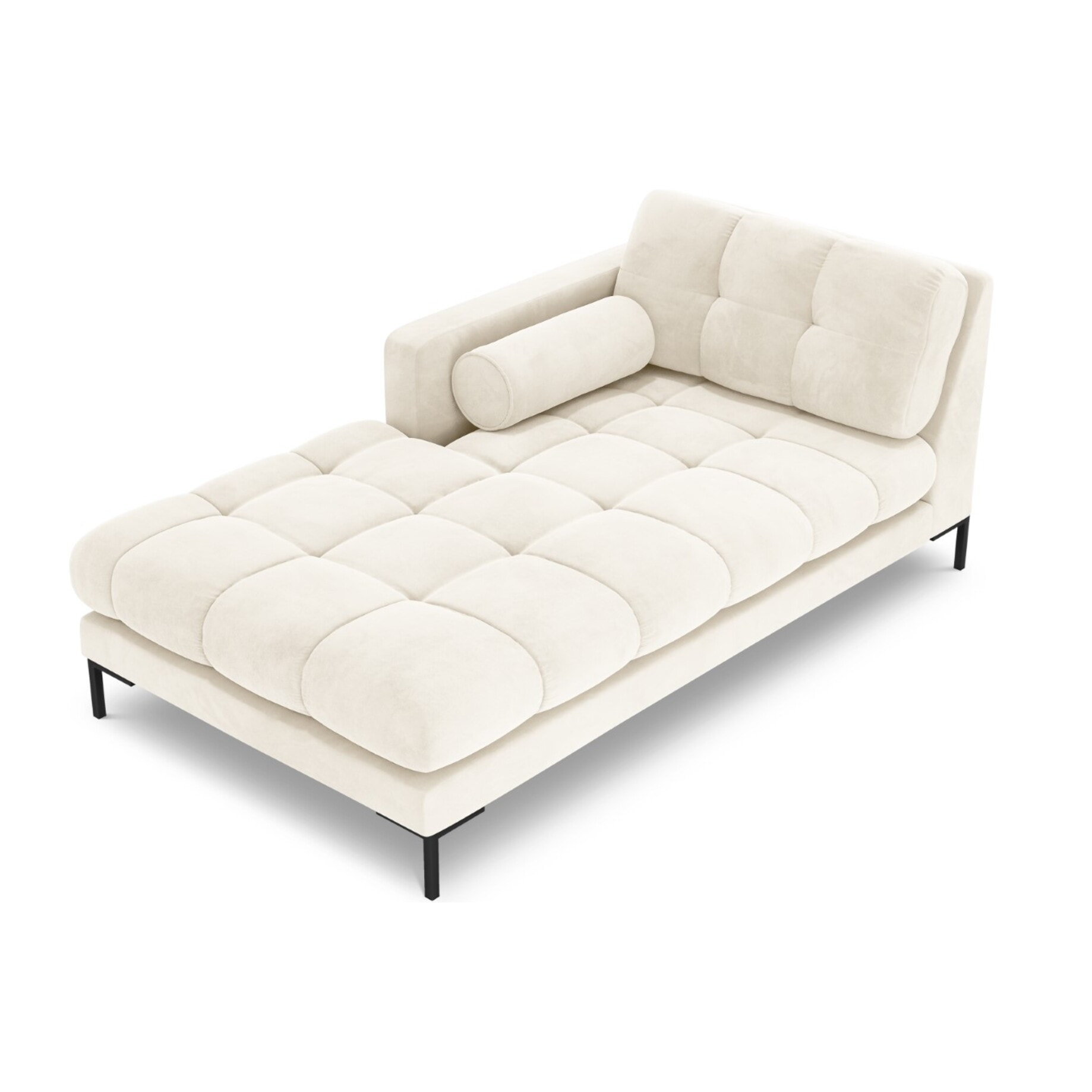 Méridienne gauche "Bali" en velours beige clair