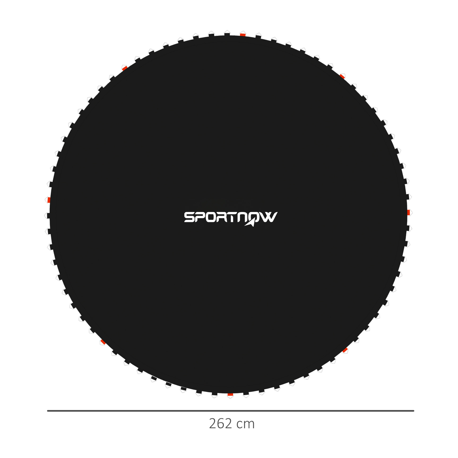 Tapete de Repuesto para Trampolín Redondo Ø262 cm Colchoneta para Trampolín de 10 Pies Anti-UV y 8 Filas de Costuras Negro