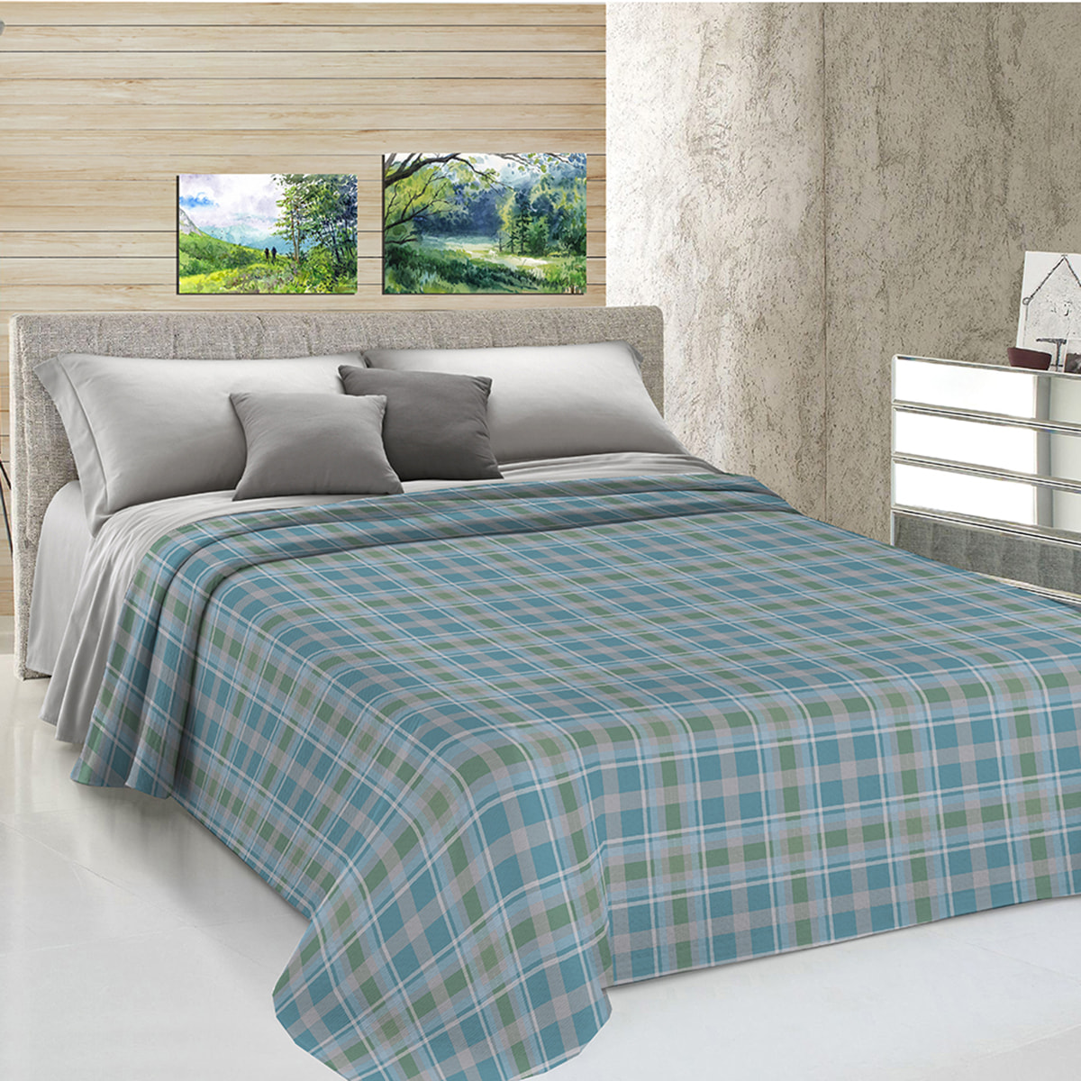 Copriletto di cotone ben verde