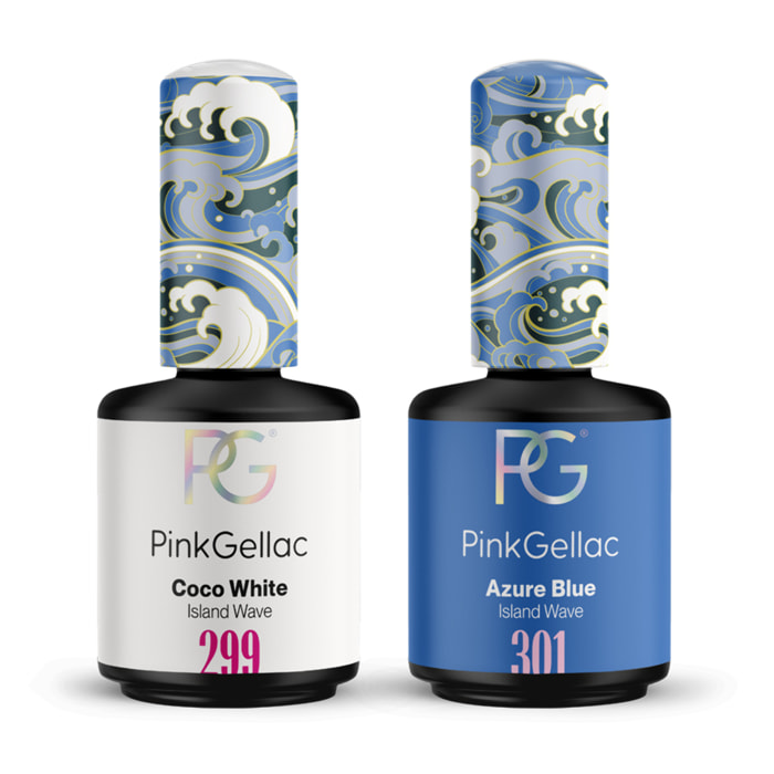 Set vernis semi-permanent - 2x 15ml Blanc & Bleu Azur
