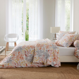 Parure de lit 3 pièces en flanelle feuille housse + taies - Orange