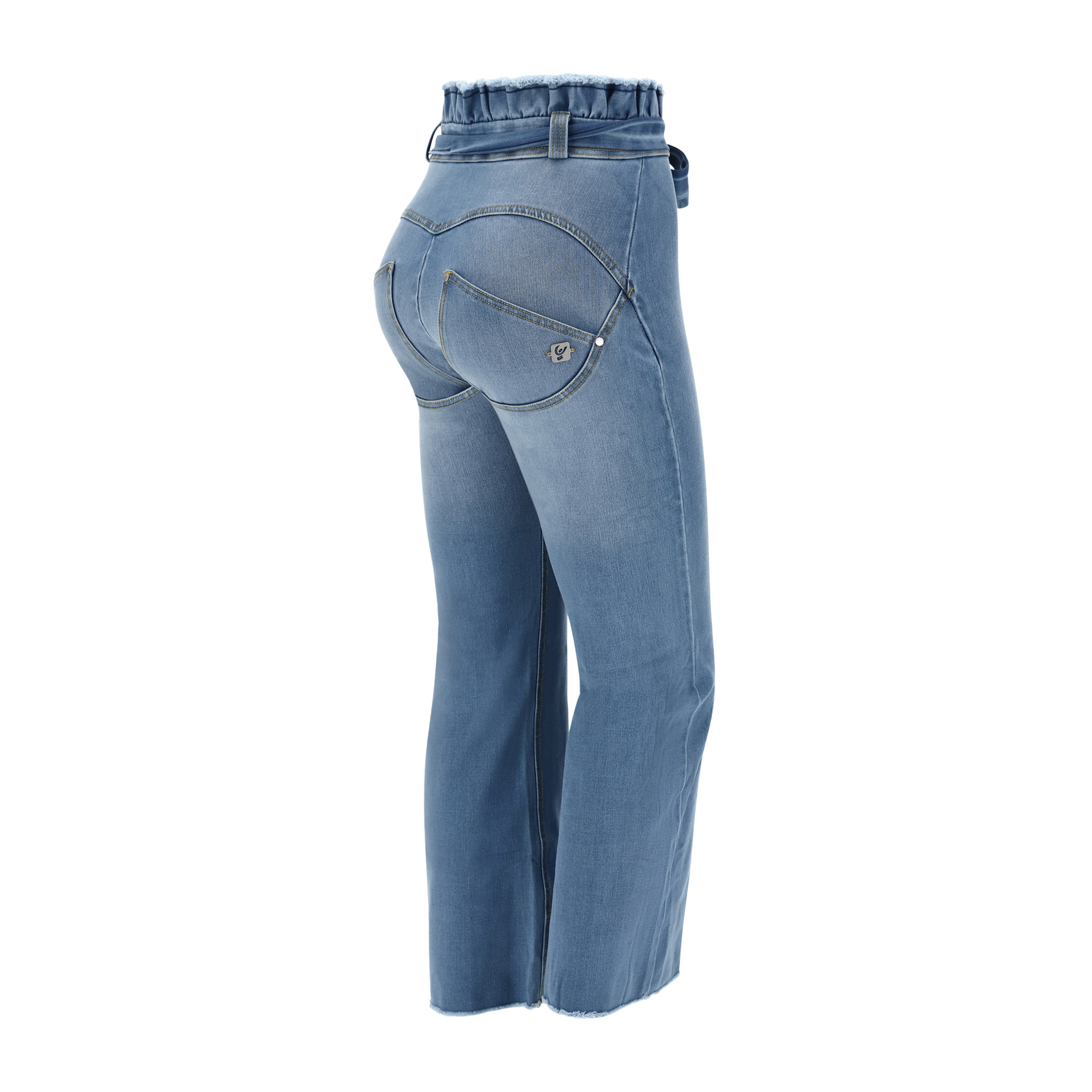 Jeans push up WR.UP® flare 7/8 vita super alta e cintura in denim navetta