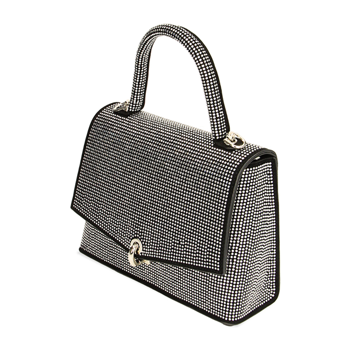 Mini-bag a mano argento con pietre