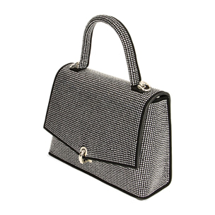 Mini-bag a mano argento con pietre
